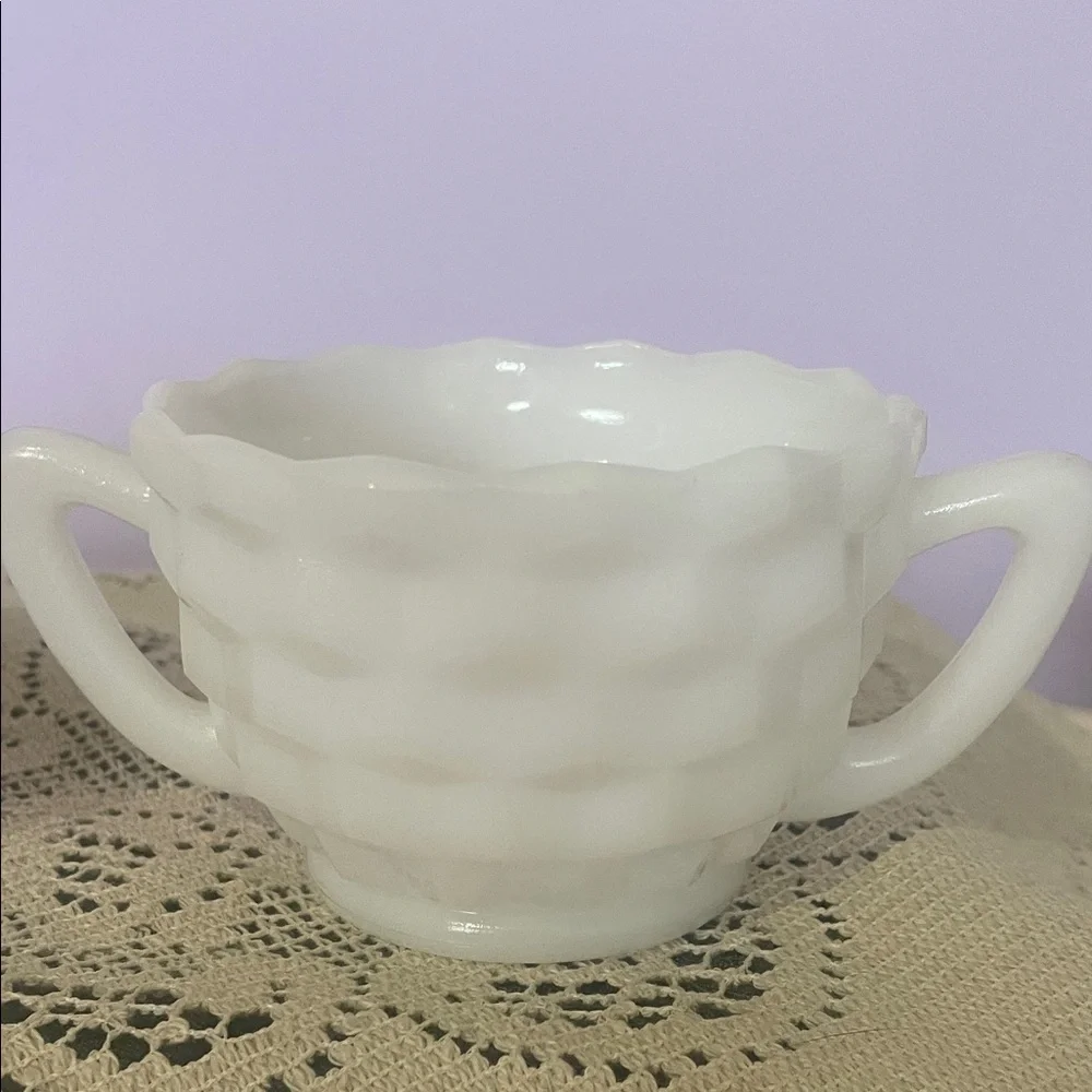 White Milk Glass Creamer and Sugar Set - Classic Home Dining